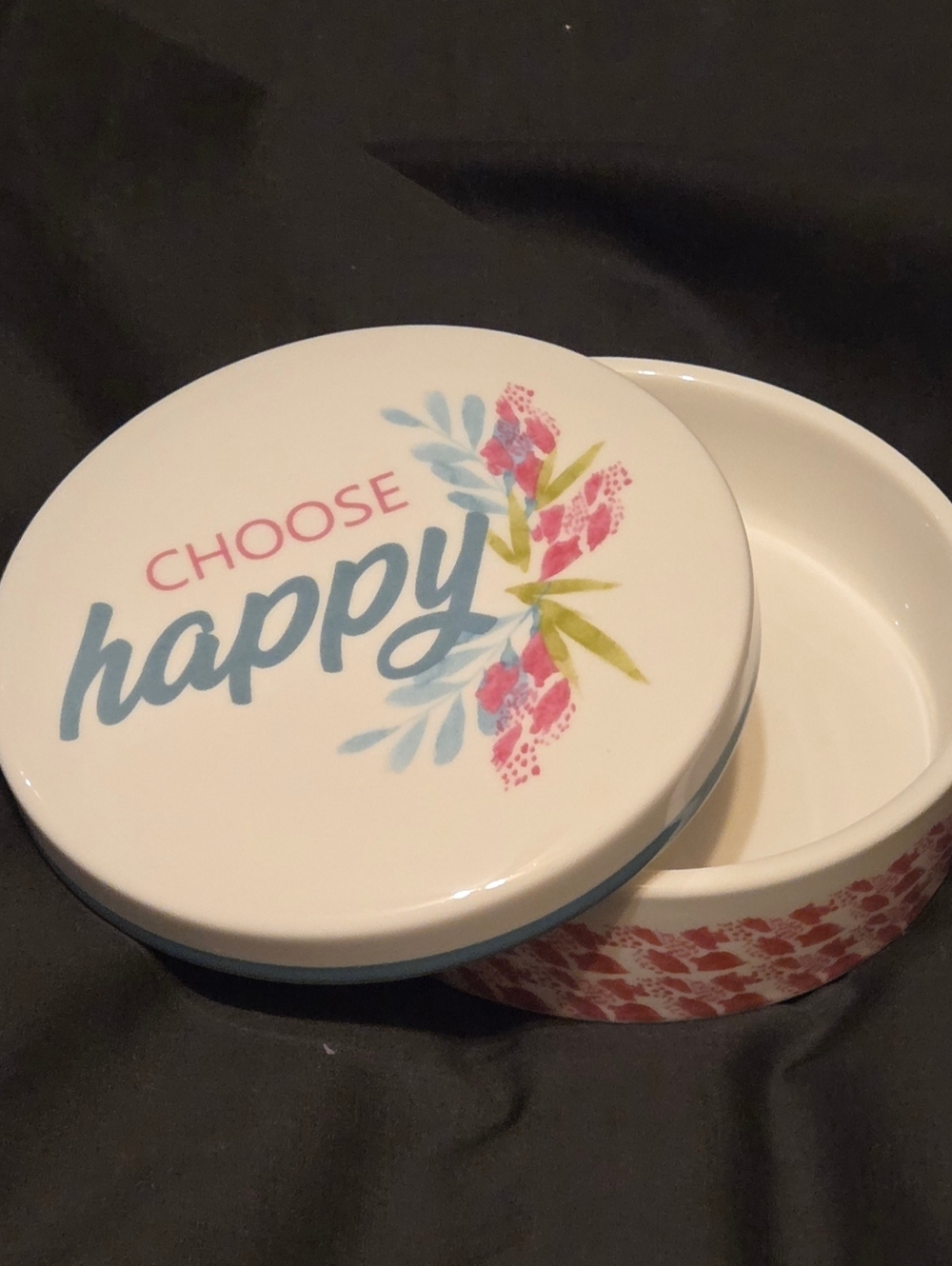 Ceramic Trinket Dish by Artisan Grant Pazzo "Choose Happy" 4.5"x 2"